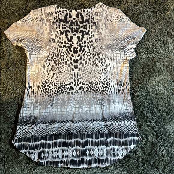 Style and Co. Size medium black grey and white patterned blouse - Picture 1 of 5